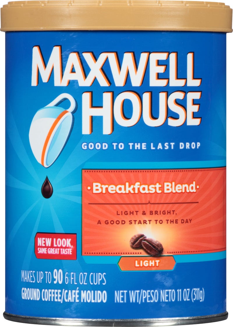 Maxwell House Breakfast Blend Light Roast Ground Coffee (11 oz Canisters, Pack of 3) - Image 1